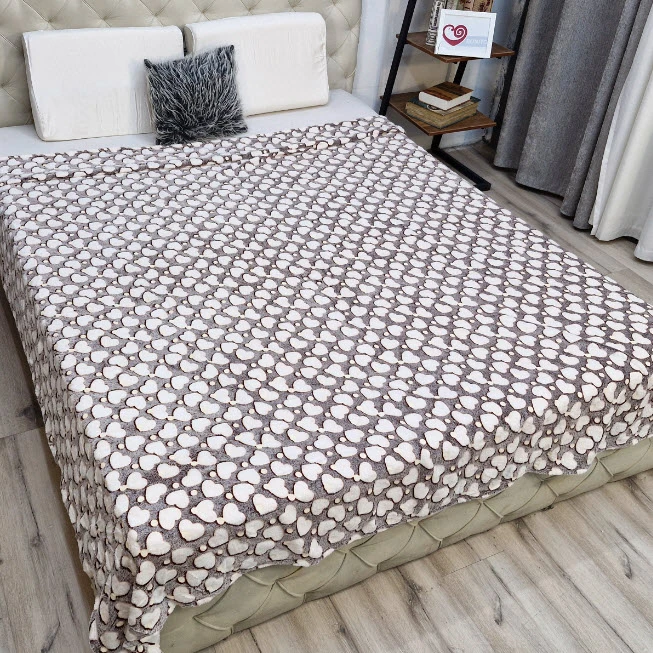 پتو مدل شبنما طرح قلب سایز 210x220 سانتی متر