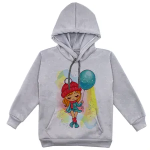 هودی دخترانه مدل دخترک و بادکنک F119 رنگ طوسی