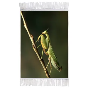 فرش ماشینی دیوارکوب اطلس آبی طرح حشره مدل T2208