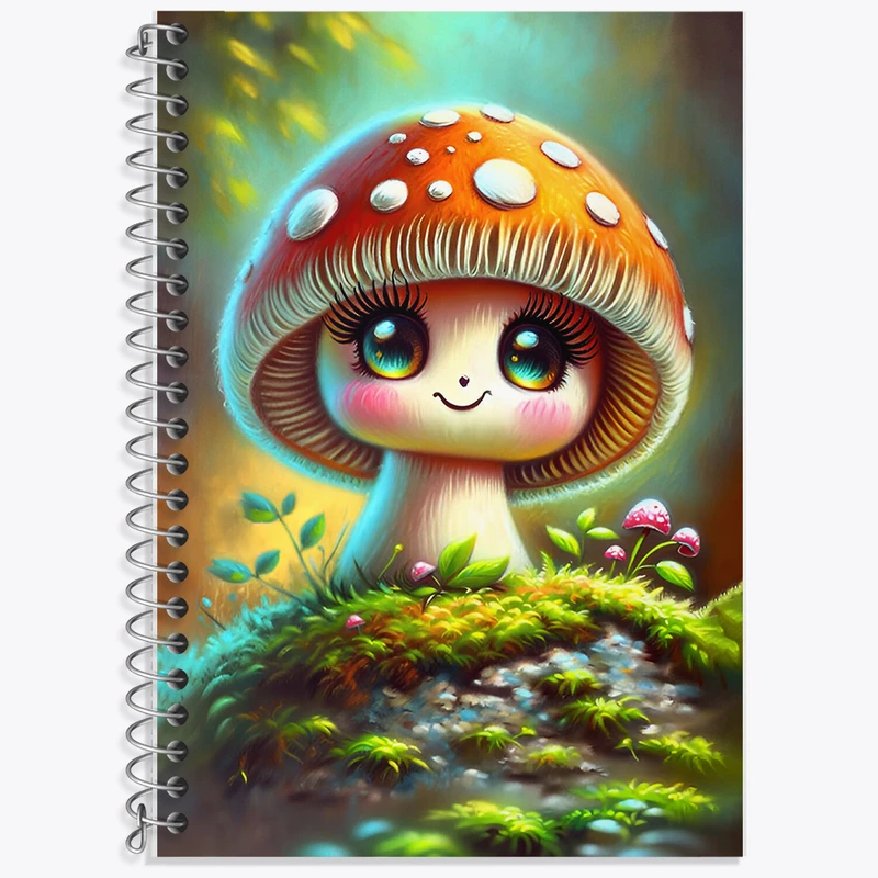 دفتر زبان 50 برگ خندالو مدل سه خط طرح قارچ کیوت کد F6644