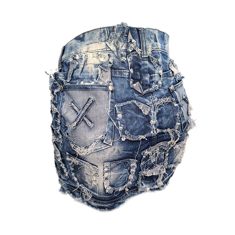 ست جلیقه و دامن زنانه مدل جین چهل تیکه رنگ آبی