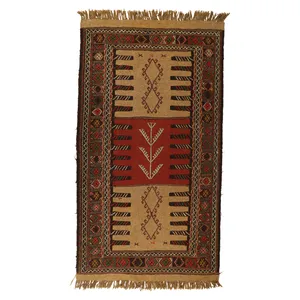 گلیم دستبافت دومتری طرح سفره کردی کد 140397