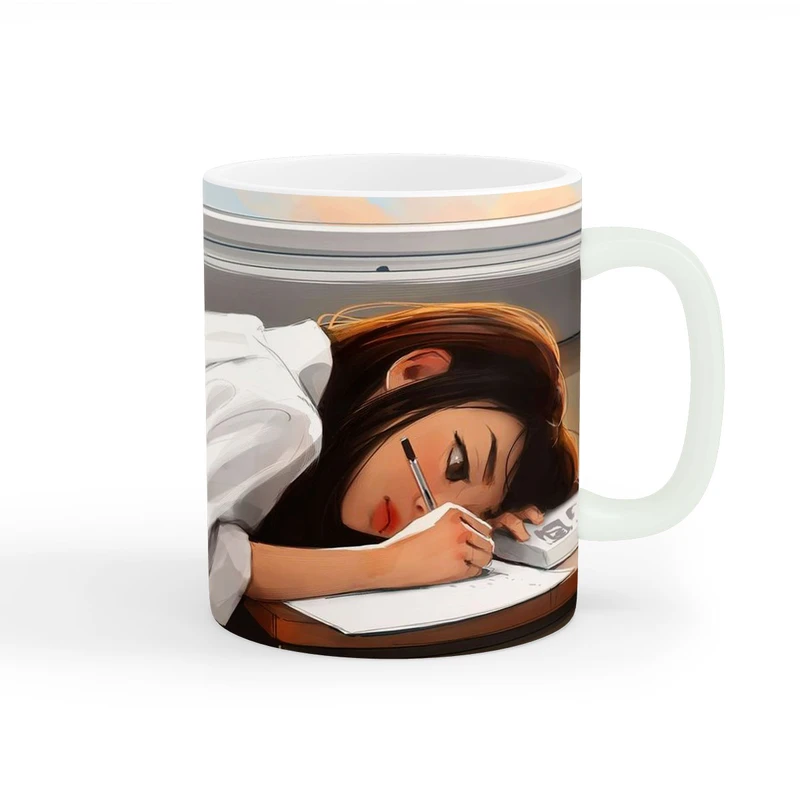 ماگ طرح دخترانه دختر درس خوان کد wall-7750