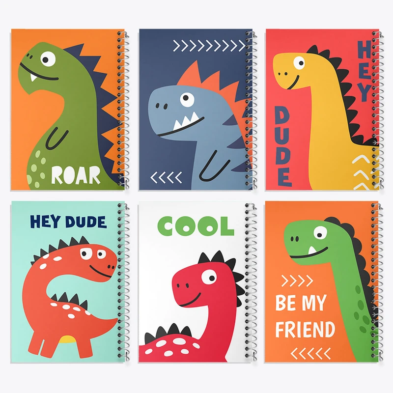 دفتر مشق 50 برگ خندالو طرح دایناسور کیوت کد 101 مجموعه 6 عددی