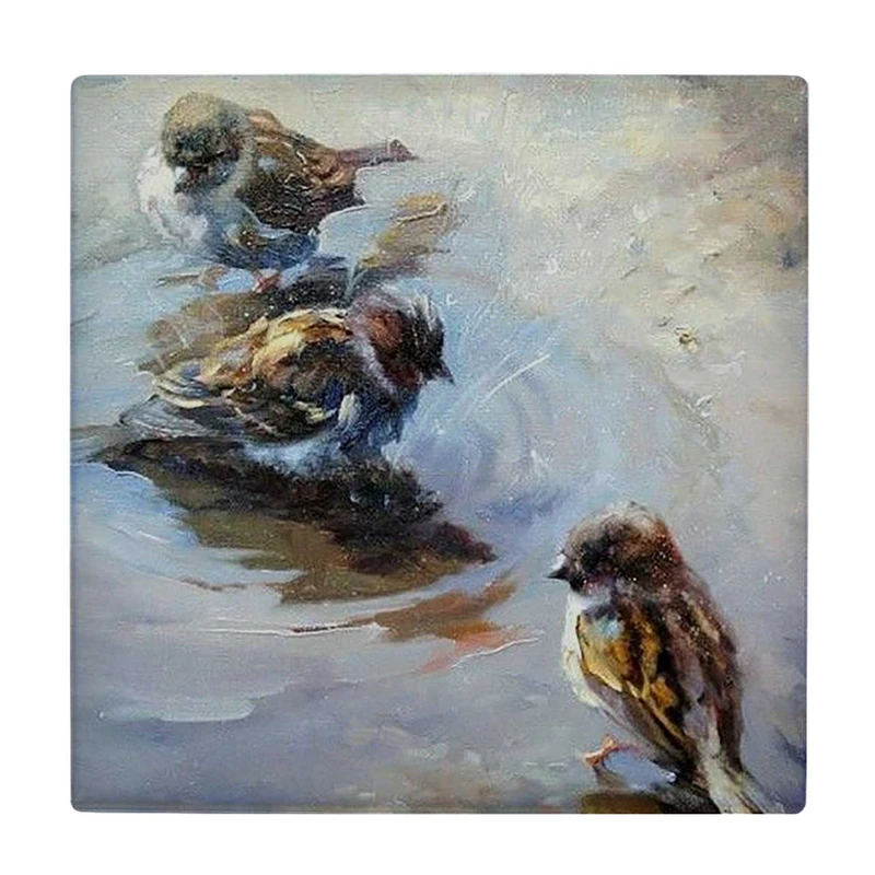 زیر لیوانی  طرح نقاشی گنجشک ها کد    6086853_5096