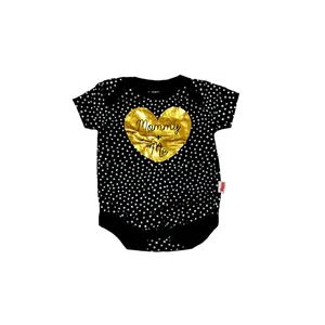 بادی آستین کوتاه نوزادی مدل خال خالی کد  0278 رنگ مشکی