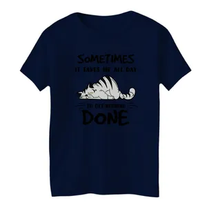 تی شرت آستین کوتاه یقه گرد بچگانه مدل گربه خوابیده