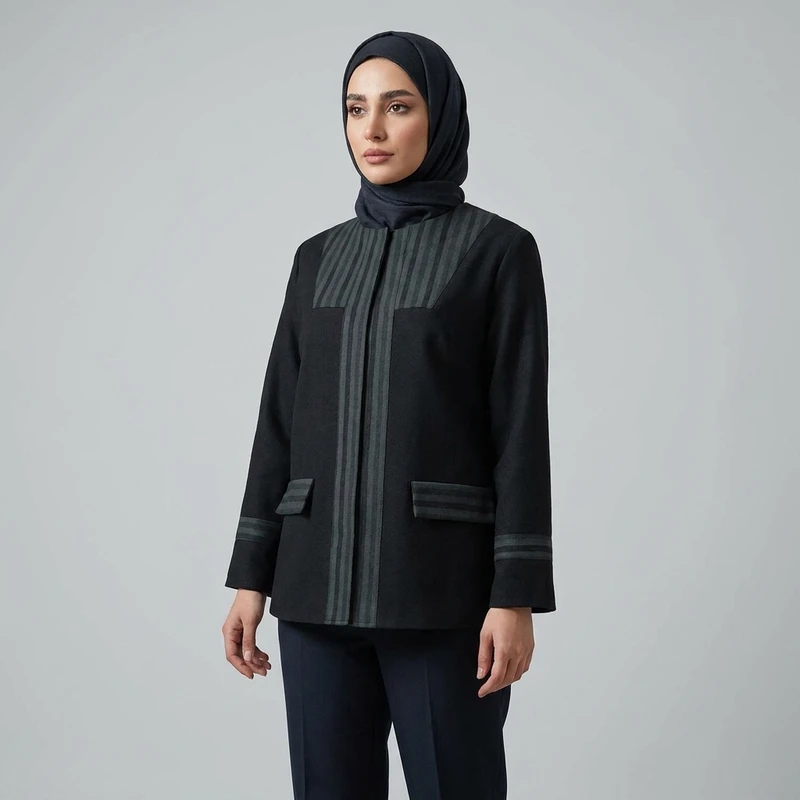 مانتو زنانه الیاف نخی جلو باز آستین بلند مدل 28