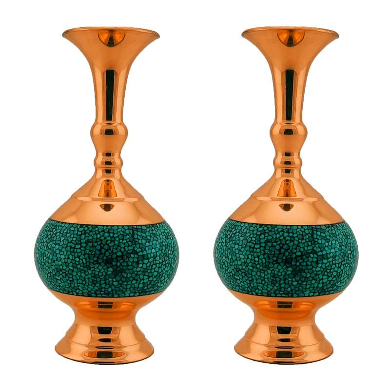 گلدان فیروزه کوبی حامد کریمی طرح گیلاسی مدل hf196 بسته دو عددی