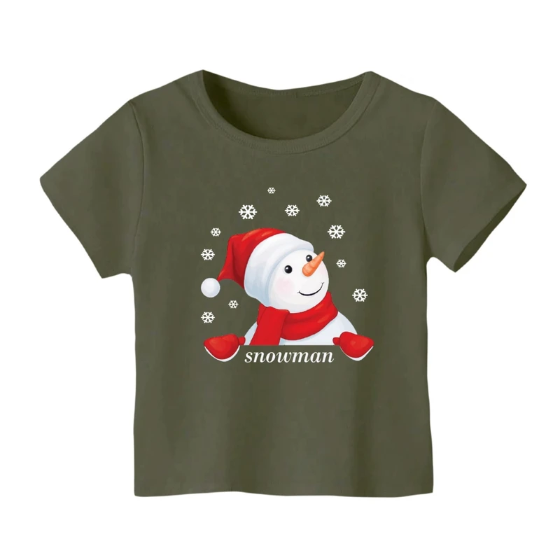 تی شرت آستین کوتاه بچگانه مدل آدم برفی کریسمس کد 2
