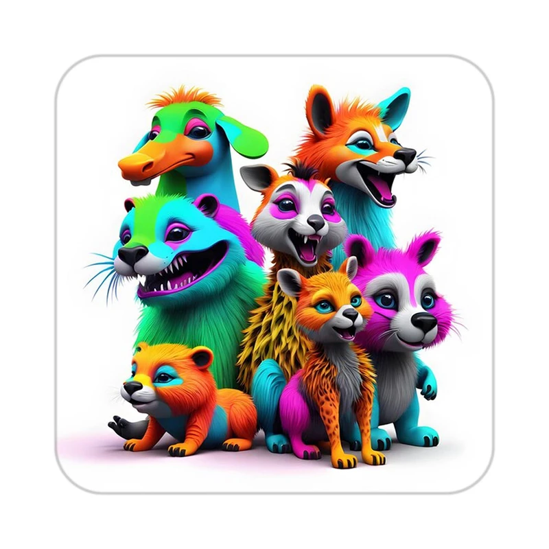 زیر لیوانی کاکتی طرح حیوانات رنگی مدل mp25214