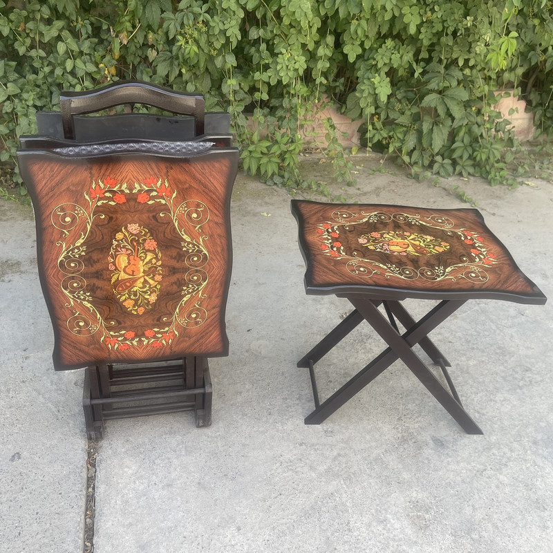 میز عسلی چند ضلعی گالری چوب آشنایی مدل Asl-Mrgh مجموعه ۴ عددی