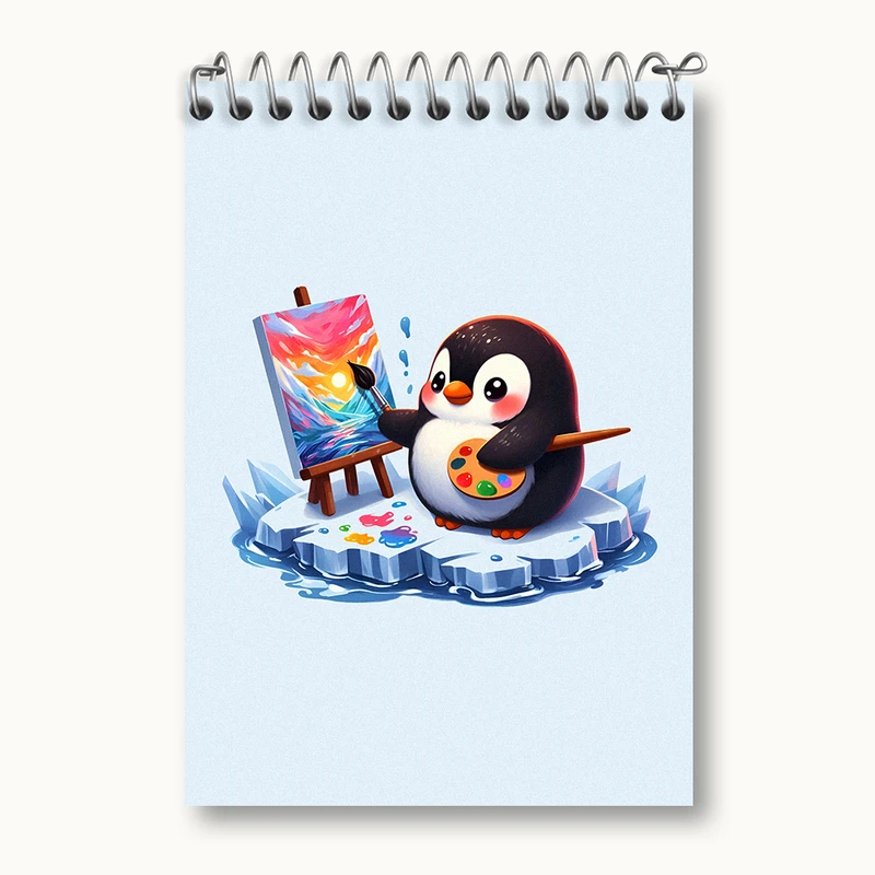 دفتر یادداشت 50 برگ خندالو طرح پنگوئن نقاش کد N3596