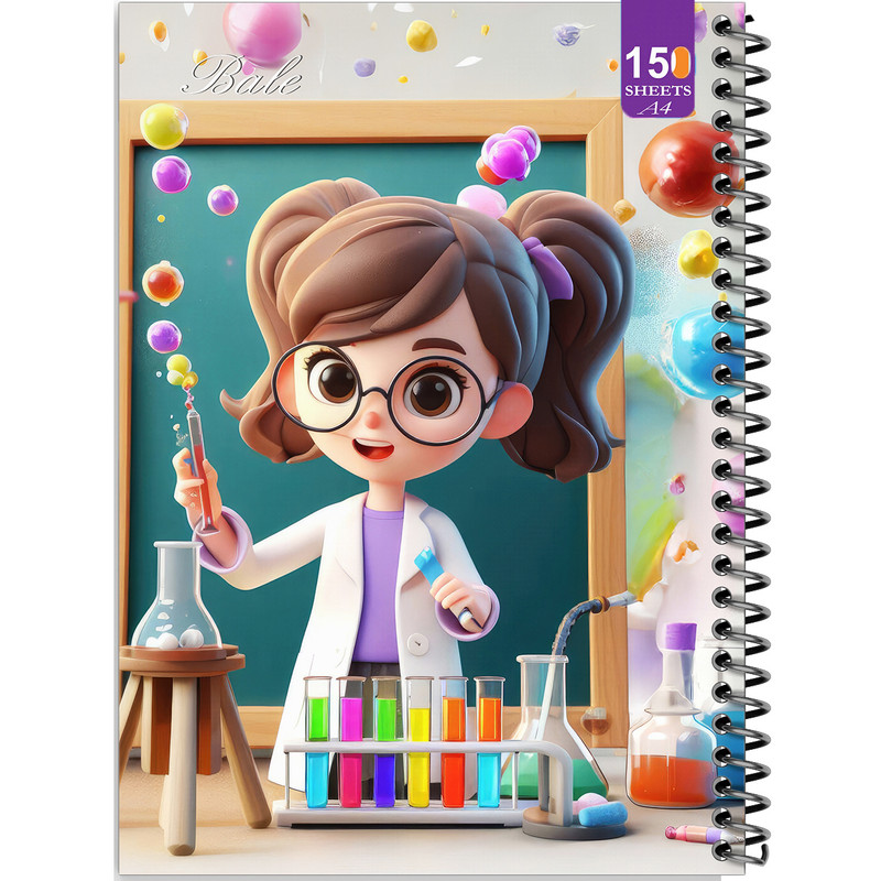 دفتر نقاشی 150 برگ انتشارات بله مدل رحلی طرح فانتزی دخترانه شیمی دان کد A4-P496