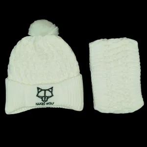 ست کلاه و شال گردن بافتنی بچگانه مدل داخل خز MR-HAT