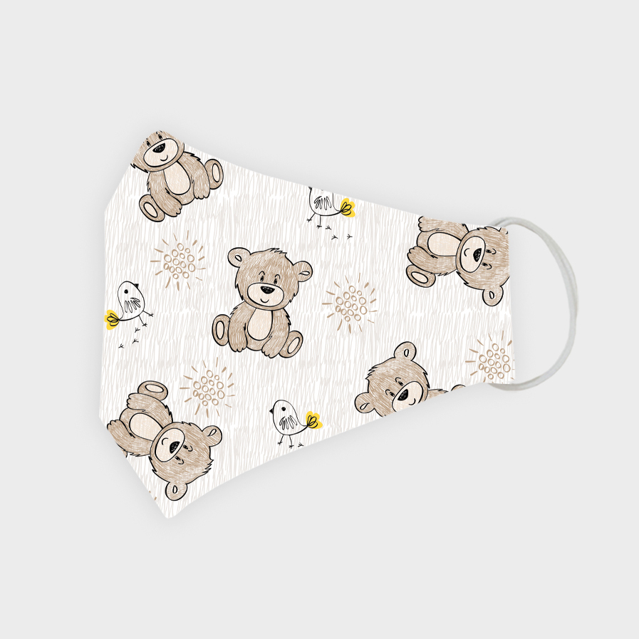 ماسک پارچه‌ای بچگانه مدل خرسی