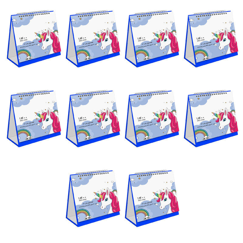 تقویم رومیزی سال 1400 مستر راد  طرح اسب تک شاخ کد unicorn 1355 بسته 10 عددی