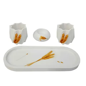 دکوری مدل سینی طرح گندم مجموعه 4 عددی