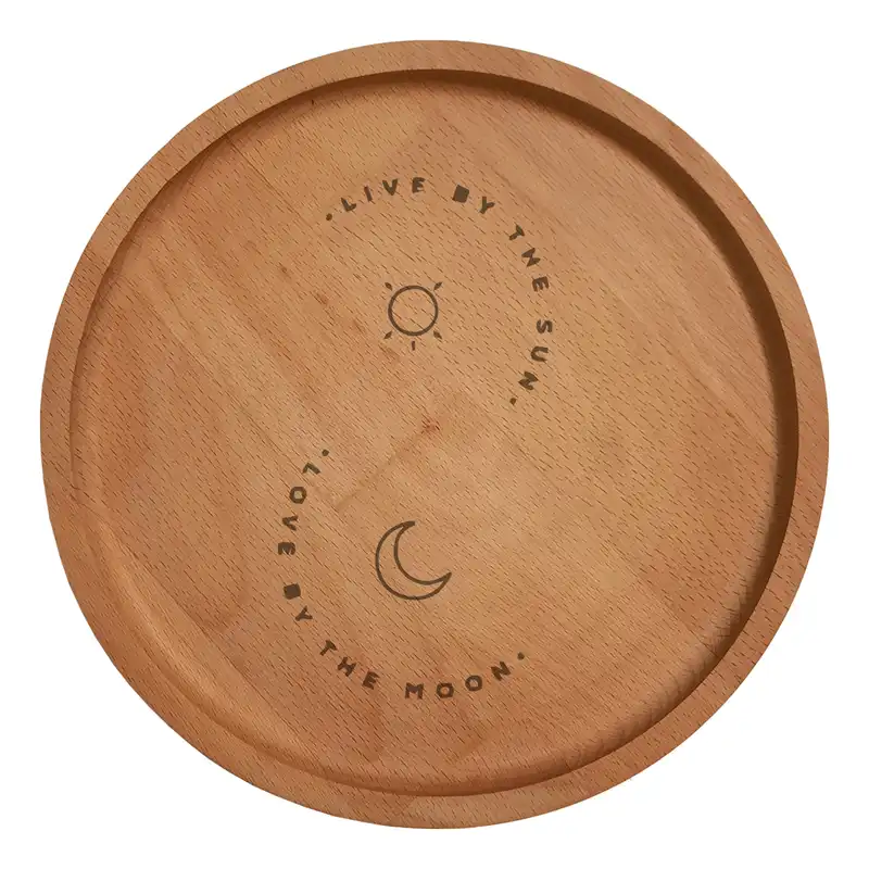 بشقاب چوبی مدل خورشید وماه 1011