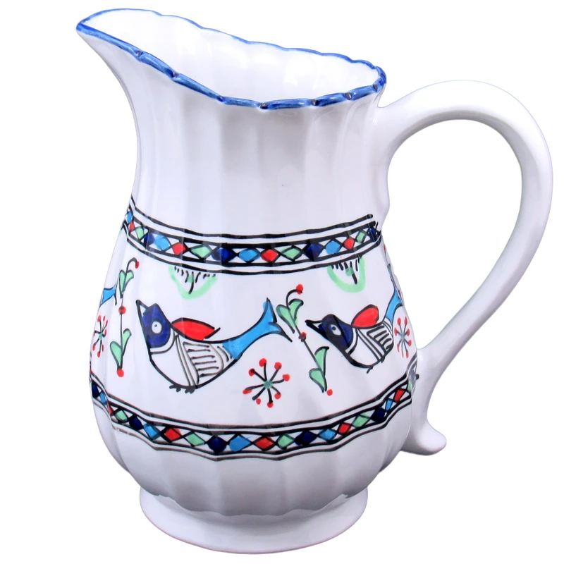 پارچ پیچ چینی میبدمروارید مدل مرغی رنگی