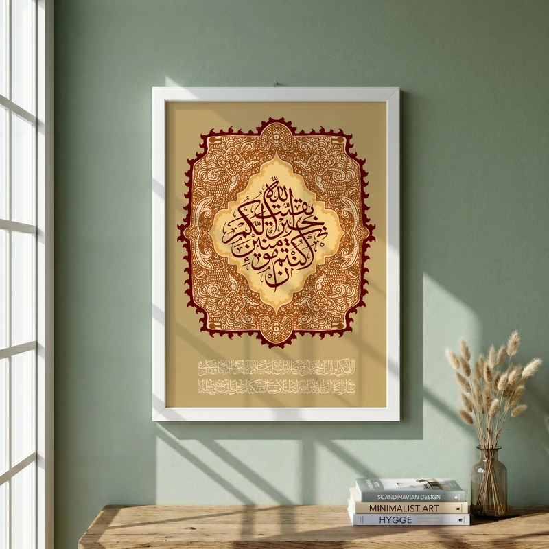 تابلو طرح بقیه الله خیر لکم مدل G14128 فریم سفید