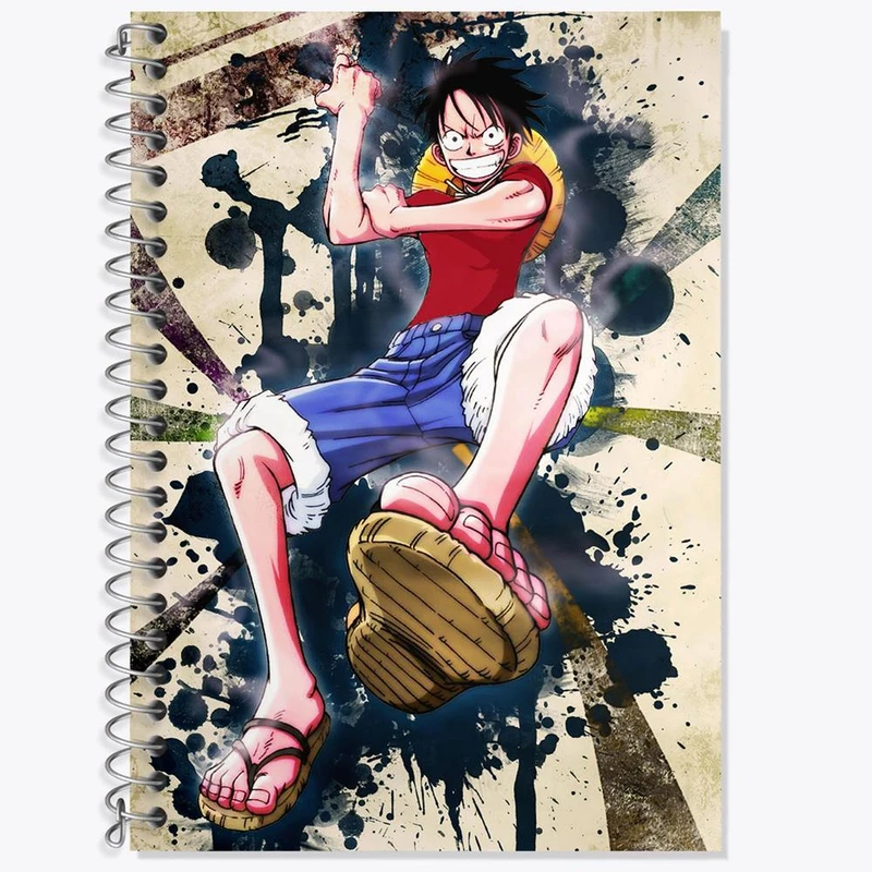 دفتر زبان 50 برگ خندالو مدل دو خط طرح لوفی انیمه وان پیس One Piece کد 17239