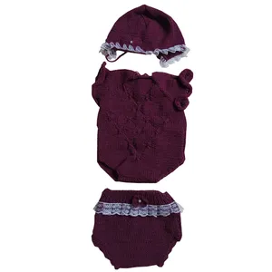 ست 3 تیکه لباس بافتنی نوزادی دخترانه کد 21225