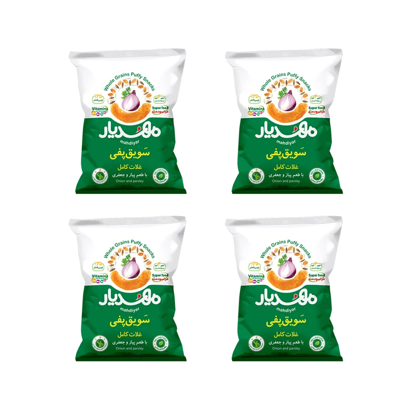 سویق پفی غلات پیازجعفری مهدیار - 50 گرم بسته 4 عددی