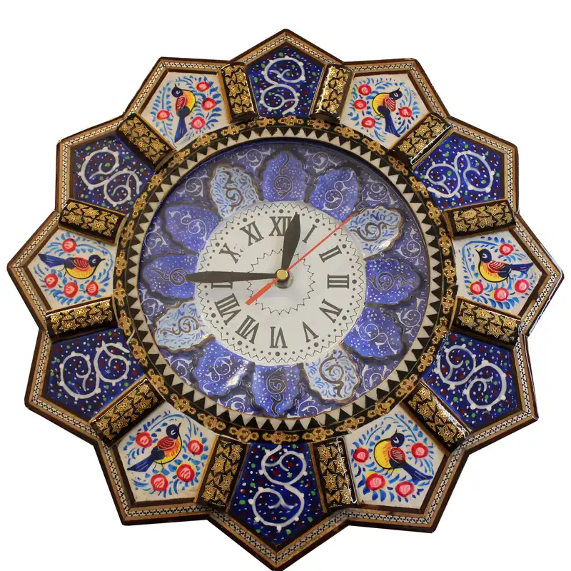 ساعت دیواری خاتم کاری مدل غنچه