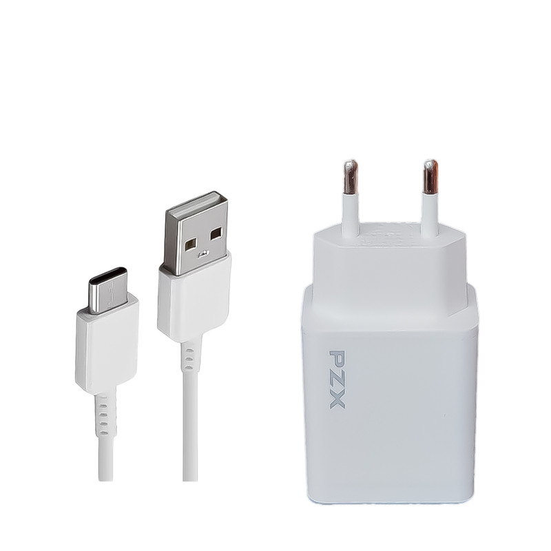 شارژر دیواری 15 وات پی زد ایکس مدل C882e به همراه کابل تبدیل USB -C