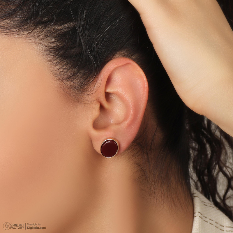 گوشواره میخی طلا 18 عیار زنانه تاج مدل M15 - 3