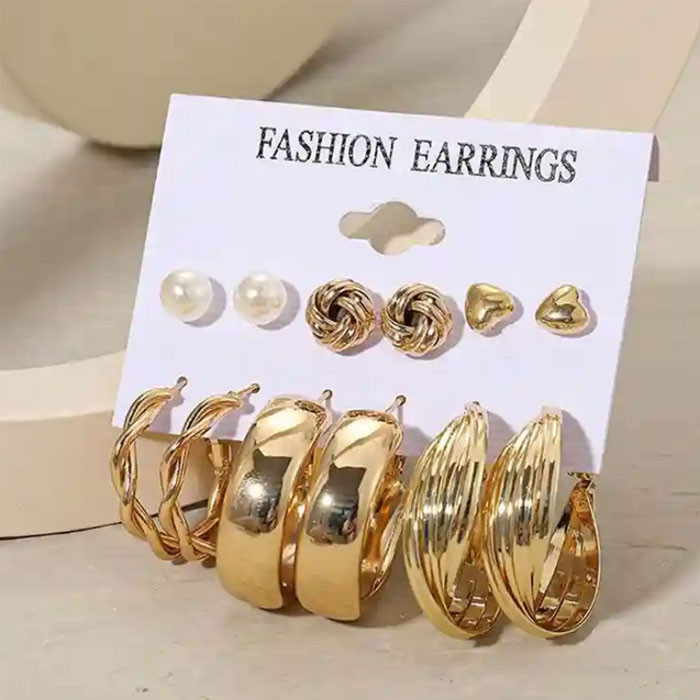 گوشواره میخی زنانه کد s152 مجموعه ۶ عددی
