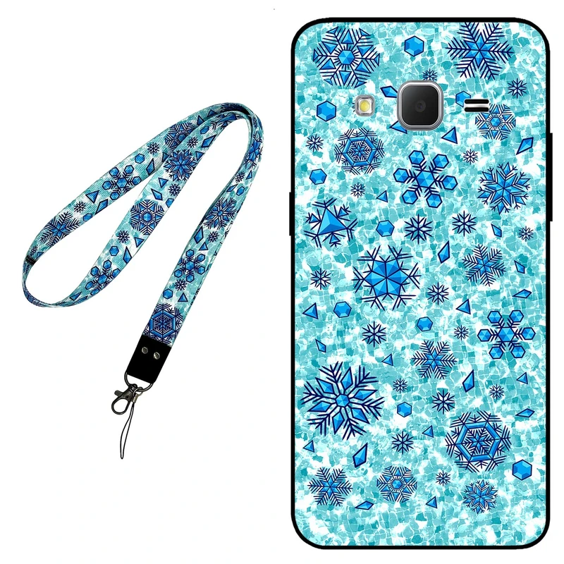 کاور مگافون طرح برف مدل 0014 مناسب برای گوشی موبایل سامسونگ Galaxy J2 2015 به همراه بند گردنی 