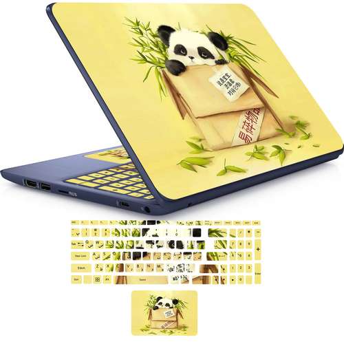 استیکر لپ تاپ راتیانا مدل panda kheng 10 مناسب برای لپ تاپ 15 تا 17 اینچ به همراه برچسب حروف فارسی کیبورد