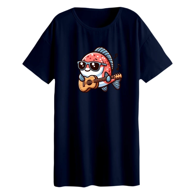 تی شرت لانگ آستین کوتاه زنانه مدل ماهی کارتونی کد 02