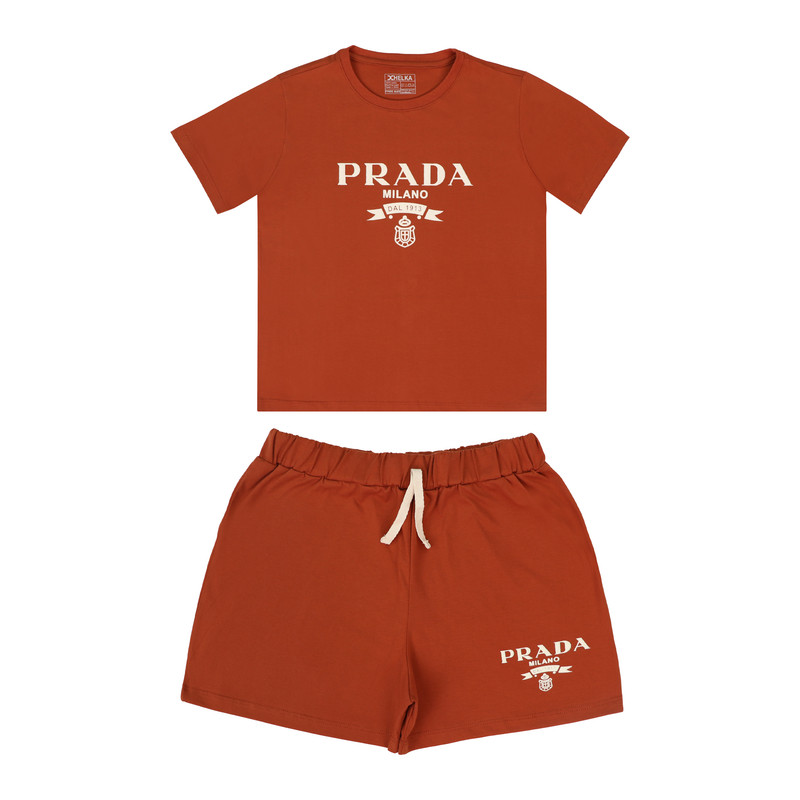 ست تی شرت و شلوارک زنانه مدل کشی بنددار