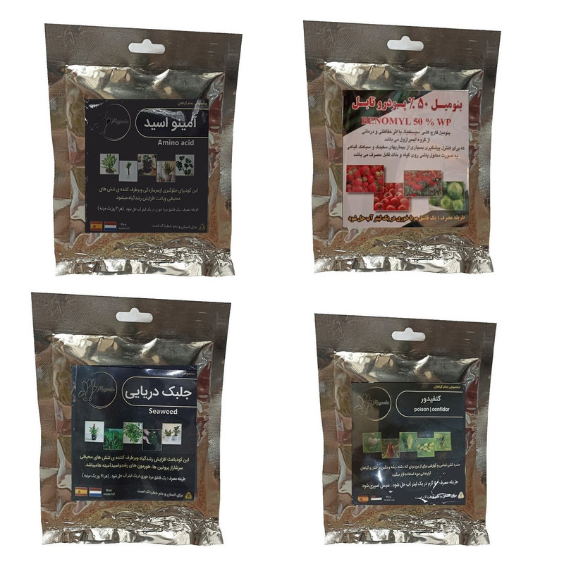 امینو اسید و بنومیل و جلبک دریایی و کنفیدور مدل raw material وزن 200 گرم