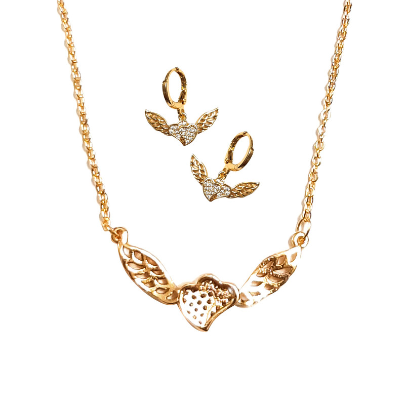 نیم ست گردنبند و گوشواره استیلی دخترانه مدل StGlb1