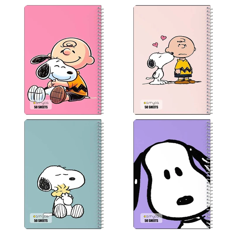 دفتر نقاشي 50 برگ کارنيکا طرح فیلم بادام‌زمینی‌ها The Peanuts کد 65464 مجموعه 4 عددی