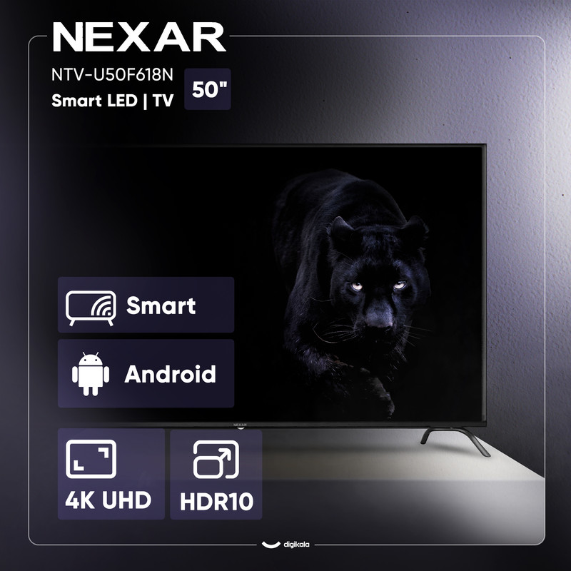 تلویزیون ال ای دی هوشمند نكسار مدل NTV-U50F618N سایز 50 اینچ