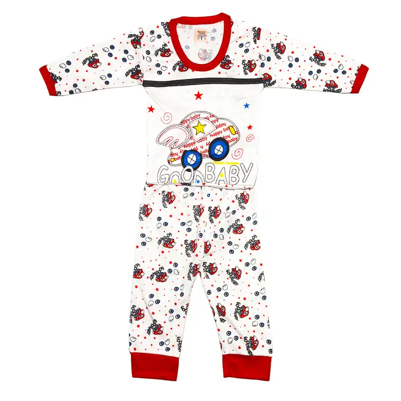 ست تی شرت آستین بلند و شلوار نوزادی مدل ماشین کد 037