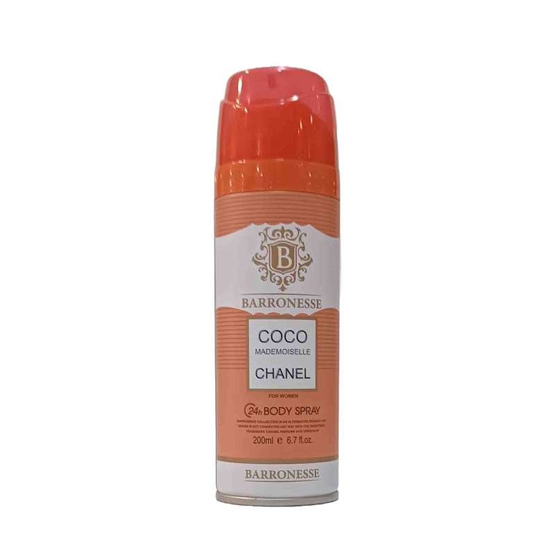 اسپری خوشبو کننده بدن زنانه بارونس مدل coco chanel حجم 200 میلی لیتر اسپری خوشبو کننده بدن زنانه بارونس مدل coco chanel حجم 200 میلی لیتر