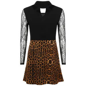 پیراهن یقه ایستاده زنانه مدل پلنگی