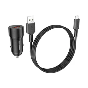 شارژر فندکی 18 وات بروفون مدل BZ19A QC3.0 به همراه کابل تبدیل microUSB