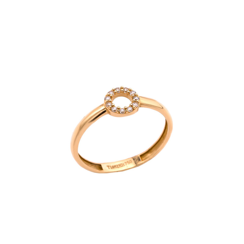 انگشتر طلا 18 عیار زنانه الی گالری مدل حلقه نگینی ظریف سایز 53