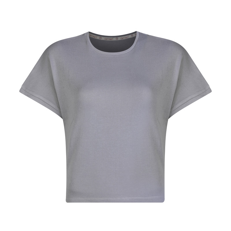 ست کراپ تی شرت و شلوارک زنانه افراتین مدل 6598 رنگ طوسی