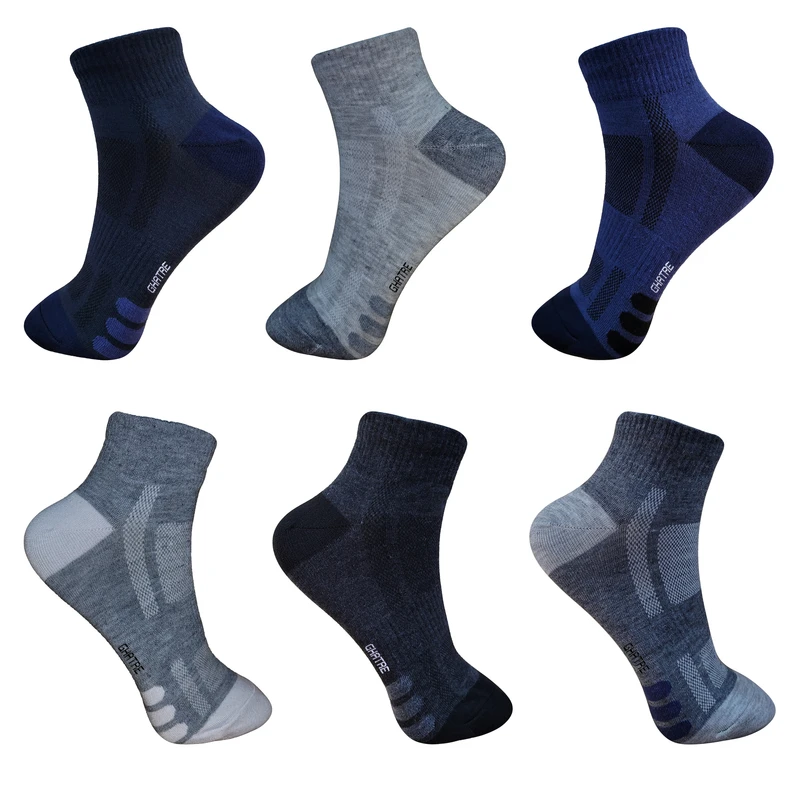 جوراب ساق کوتاه مردانه قطره مدل راه راه کد 2 بسته 6 عددی