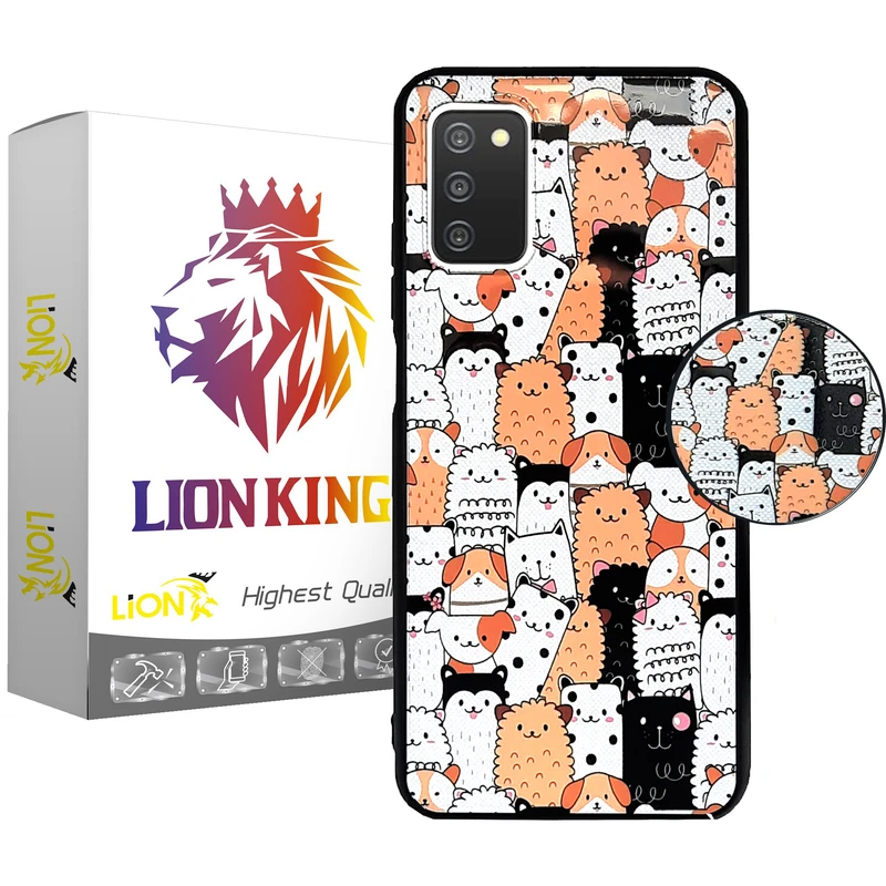  کاور لاین کینگ مدل Dog j2 مناسب برای گوشی موبایل سامسونگ Galaxy A03s به همراه پایه نگهدارنده