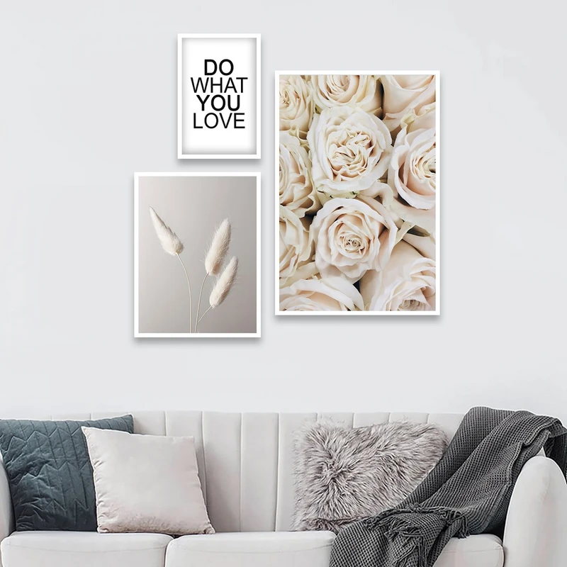 تابلو بکلیت طرح دکوراتیو گل رز مدل W-848 مجموعه 3 عددی