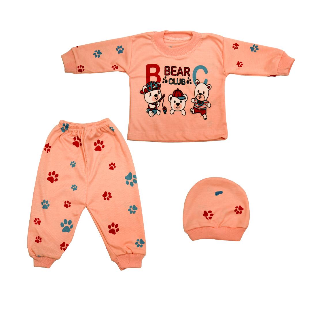 ست 3 تکه لباس نوزادی مدل خرس های بازیگوش کد 10 رنگ صورتی -  - 1